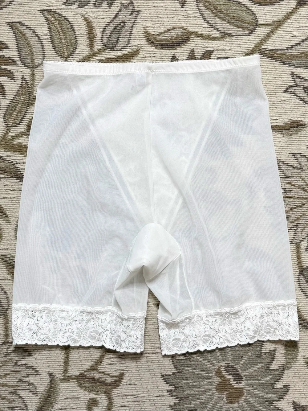 Bali Vintage Girdle Shorts Shapewear White Lace High Waist L Large XL 31/32